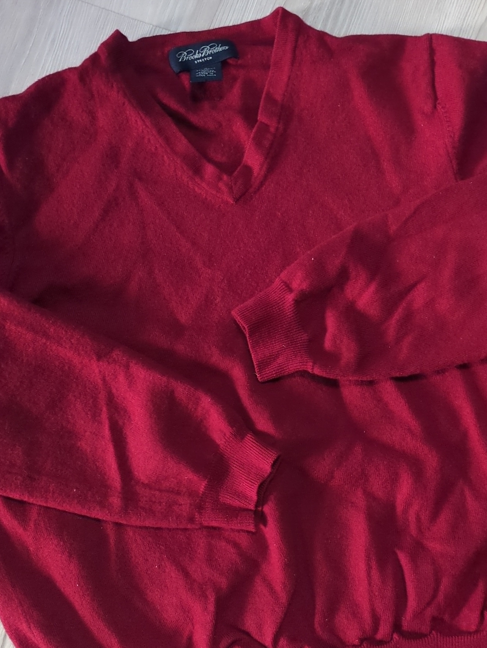 Brooks Brothers Merino Wool V-Neck Sweater Red M Stretch - Picture 4 of 9